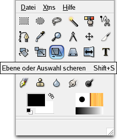 Das Werkzeug Scheren im Werkzeugfenster